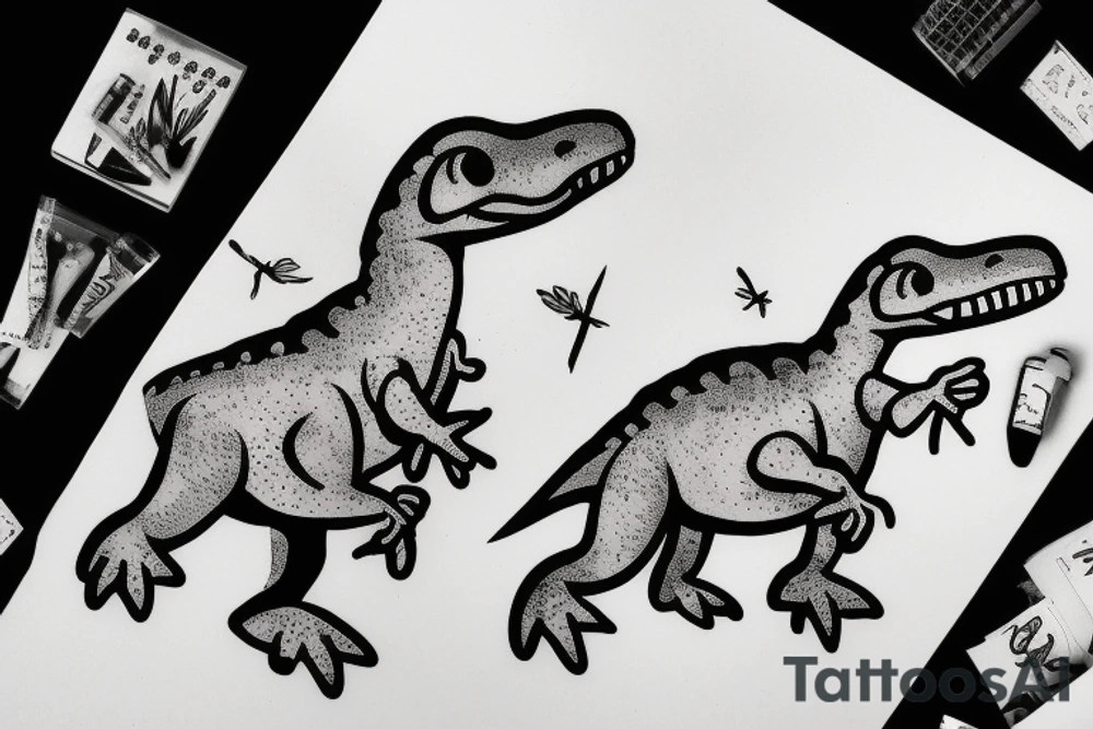 small cute dino tattoo idea
