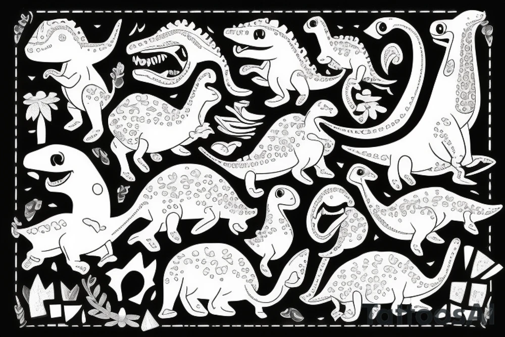 small cute dino tattoo idea