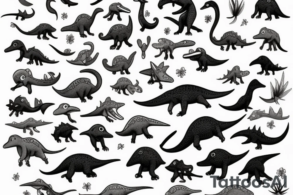 small cute dino tattoo idea