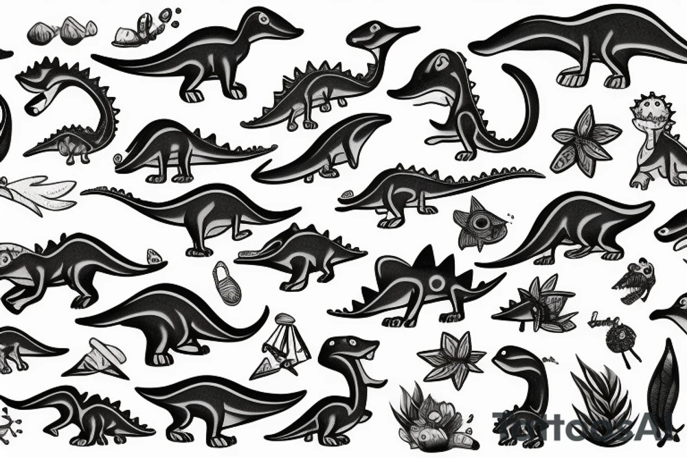 small cute dino tattoo idea