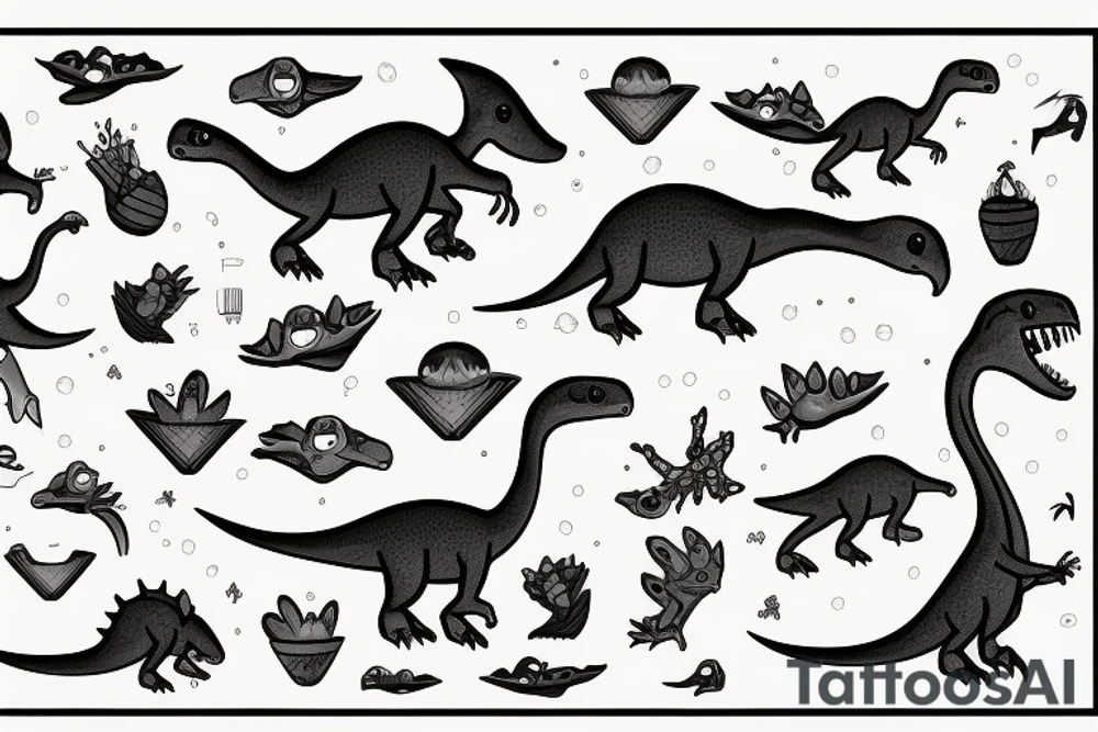 small cute dino tattoo idea