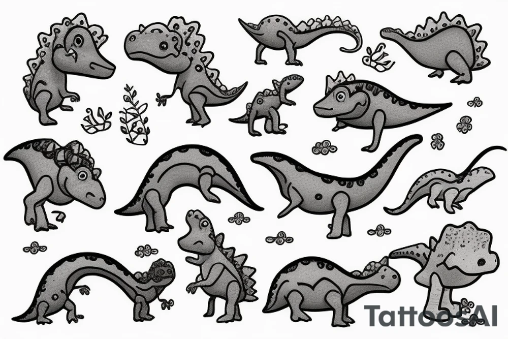 small cute dino tattoo idea