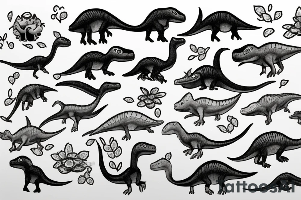 small cute dino tattoo idea