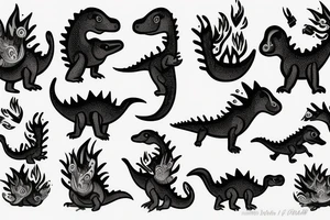 small dinosaur on fire tattoo idea