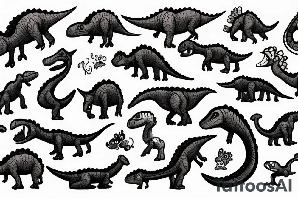 small dinosaur on fire tattoo idea