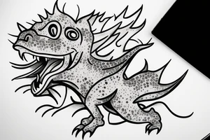 small dinosaur on fire tattoo idea