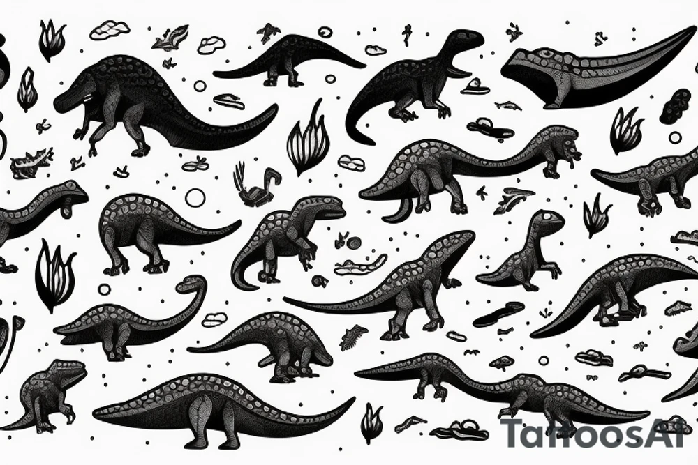 small dinosaur on fire tattoo idea