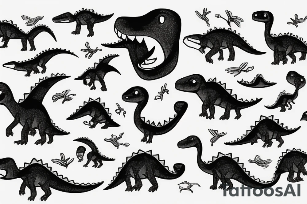 small dinosaur on fire tattoo idea