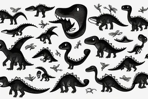 small dinosaur on fire tattoo idea