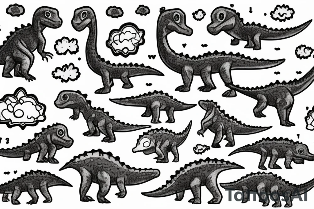 small dinosaur on fire tattoo idea