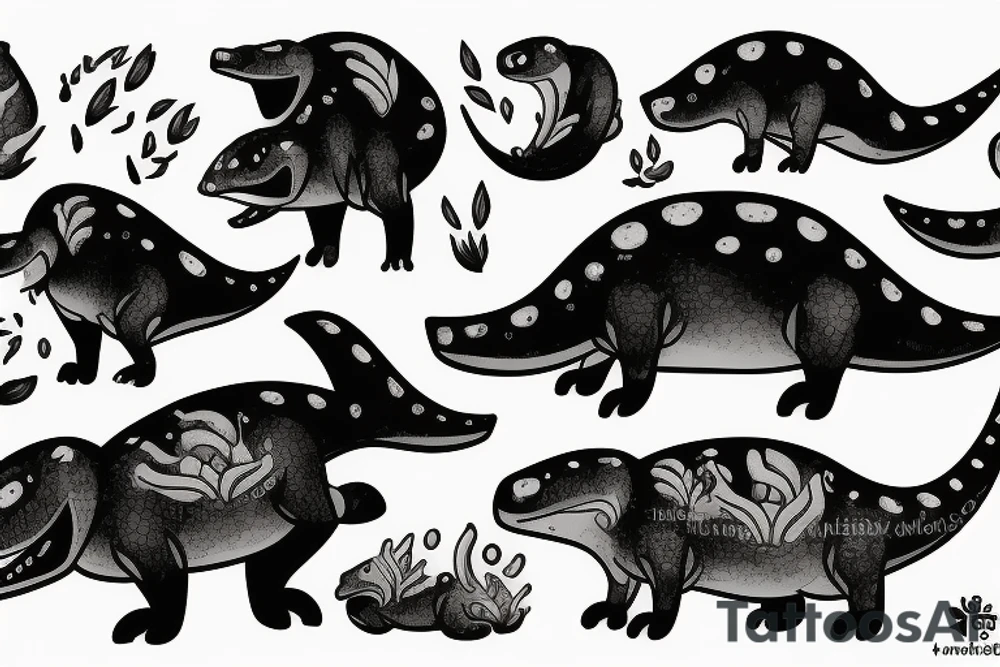 small dinosaur on fire tattoo idea