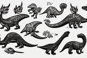 small dinosaur on fire tattoo idea