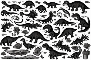 small dinosaur on fire tattoo idea
