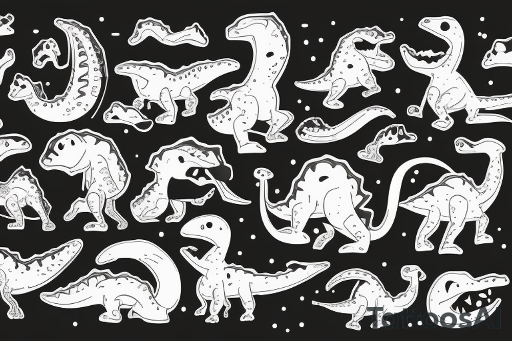 small dinosaur on fire tattoo idea