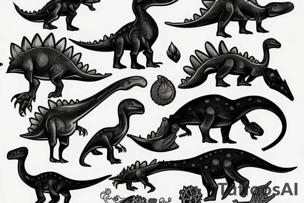 small dinosaur on fire tattoo idea