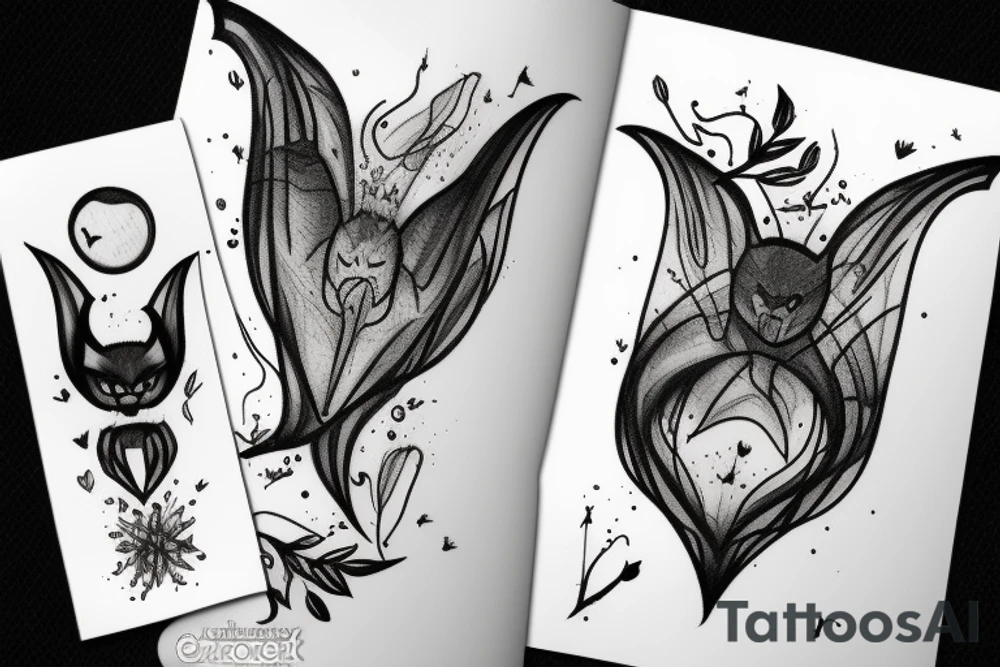 Bat, smoke, forest tattoo idea
