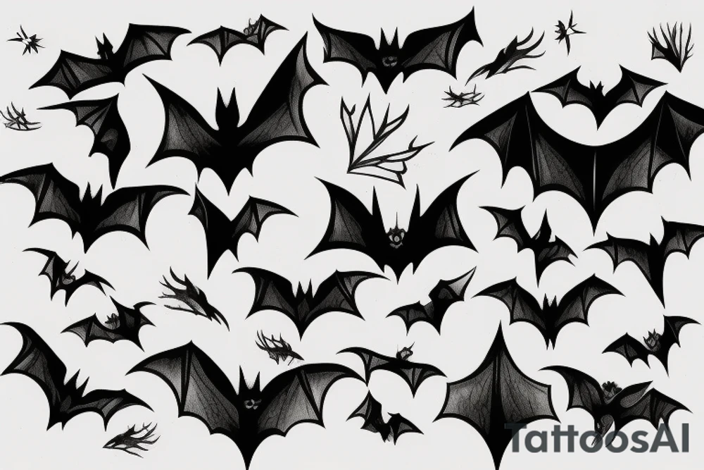 Bat, smoke, forest tattoo idea