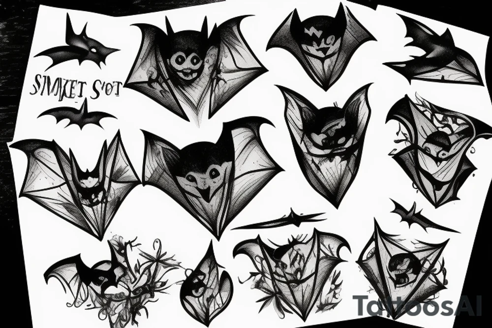 Bat, smoke, forest tattoo idea