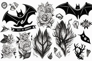 Bat, smoke, forest tattoo idea