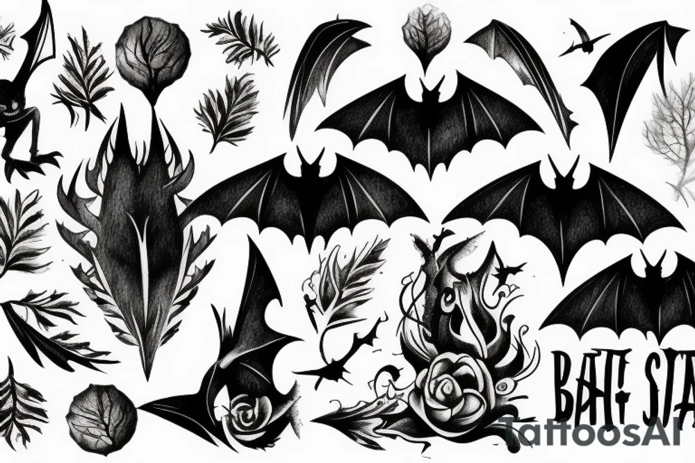 Bat, smoke, forest tattoo idea