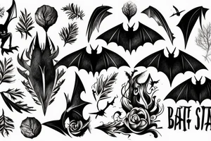 Bat, smoke, forest tattoo idea