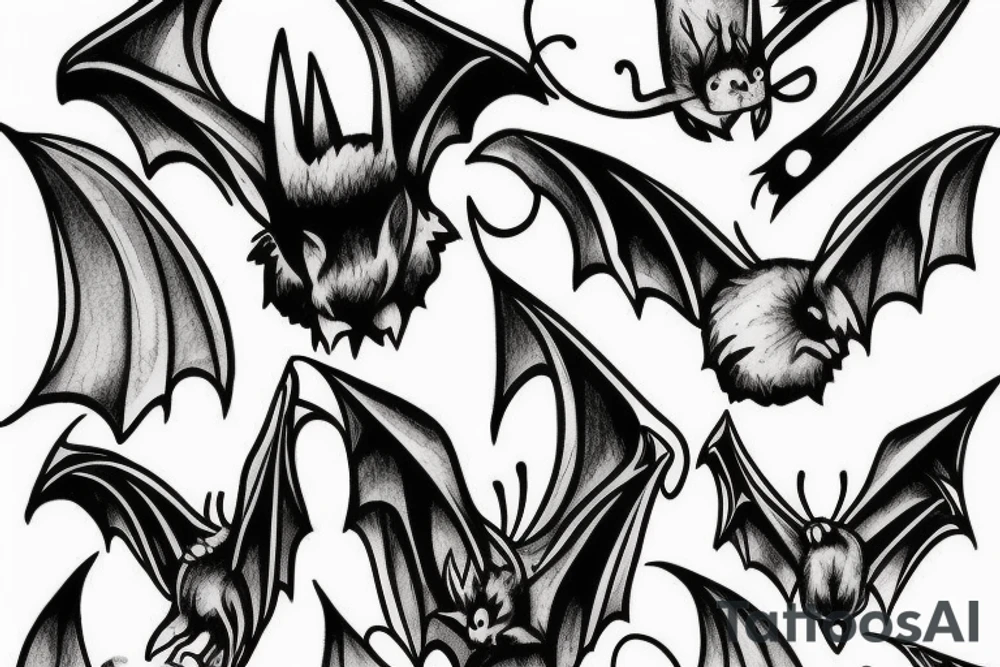 Bat, smoke, forest tattoo idea