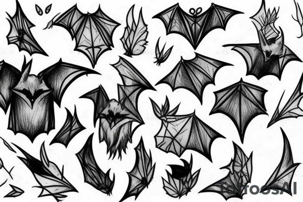 Bat, smoke, forest tattoo idea