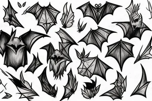 Bat, smoke, forest tattoo idea