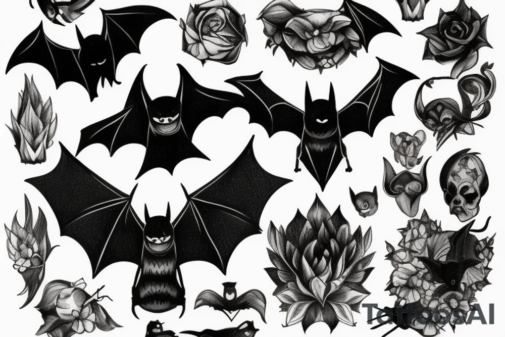 Bat, smoke, forest tattoo idea