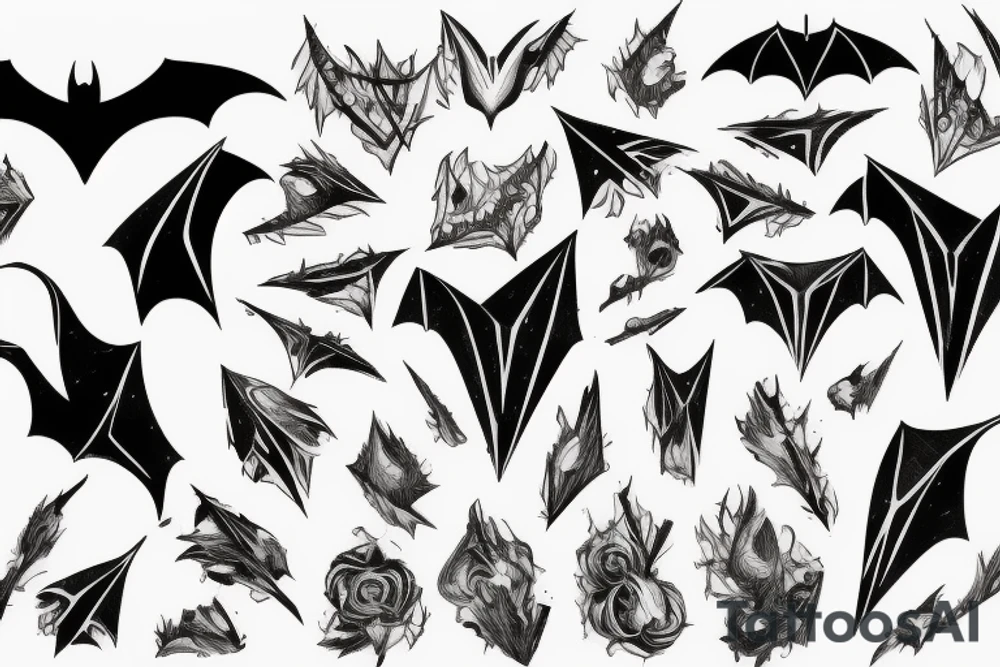 Bat, smoke, forest tattoo idea
