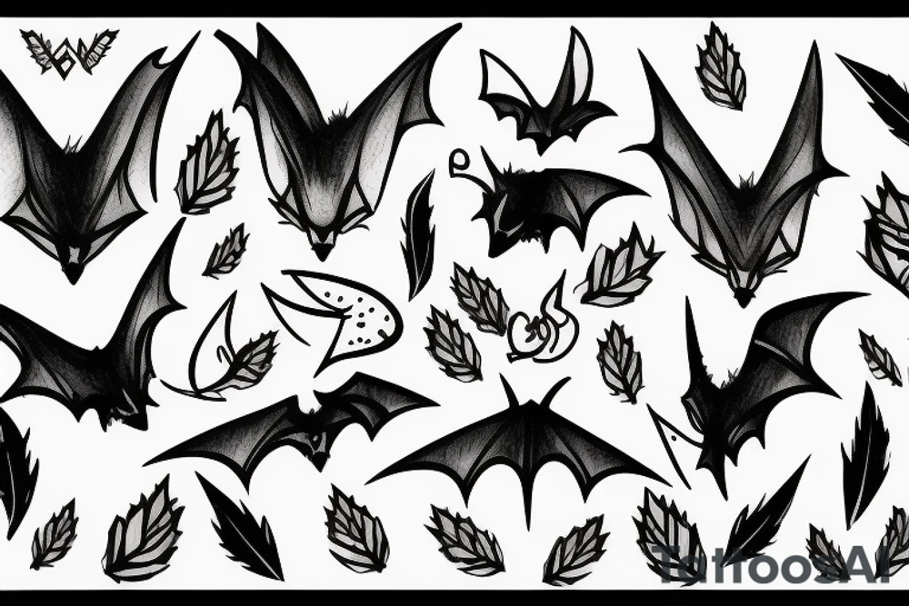 Bat, smoke, forest tattoo idea