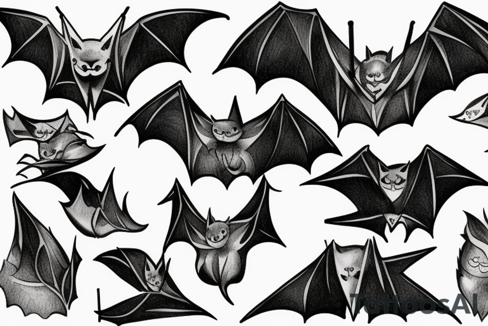 Bat, smoke, forest tattoo idea