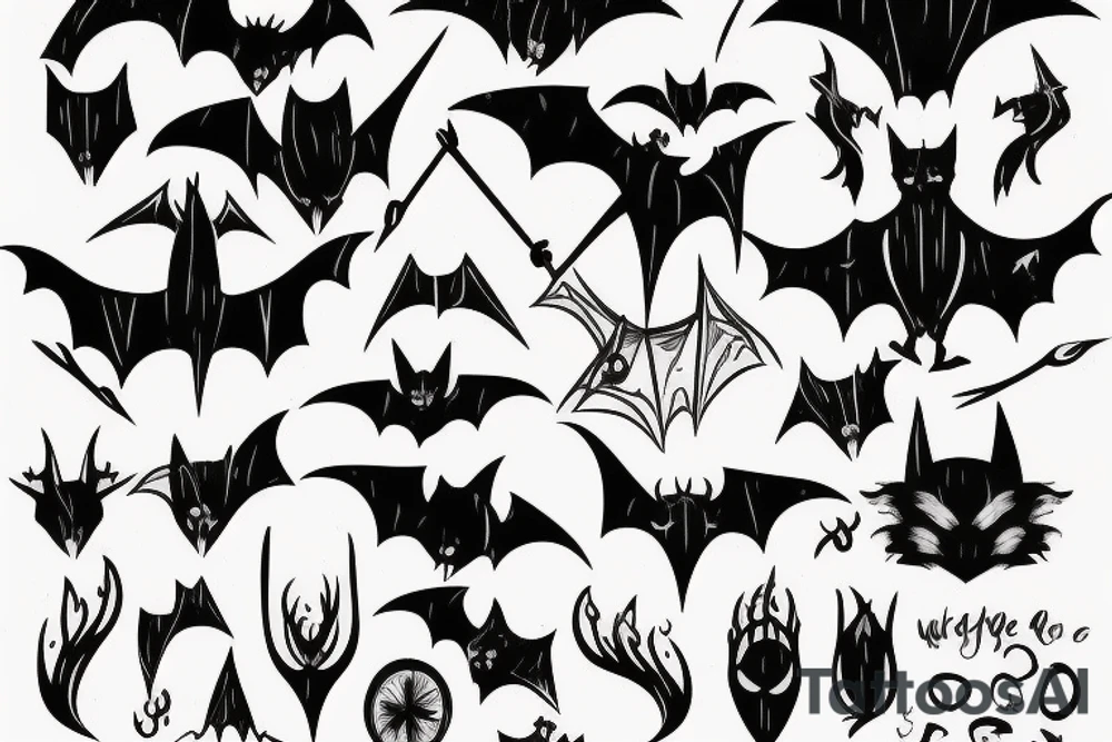 Bat, smoke, forest tattoo idea