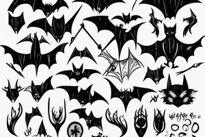 Bat, smoke, forest tattoo idea