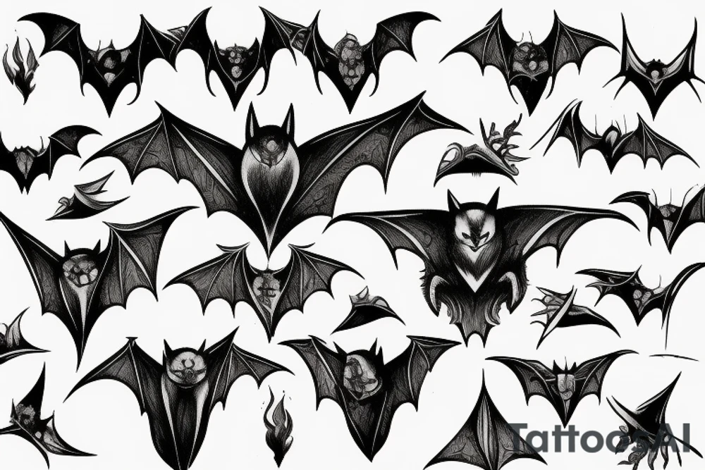 Bat, smoke, forest tattoo idea