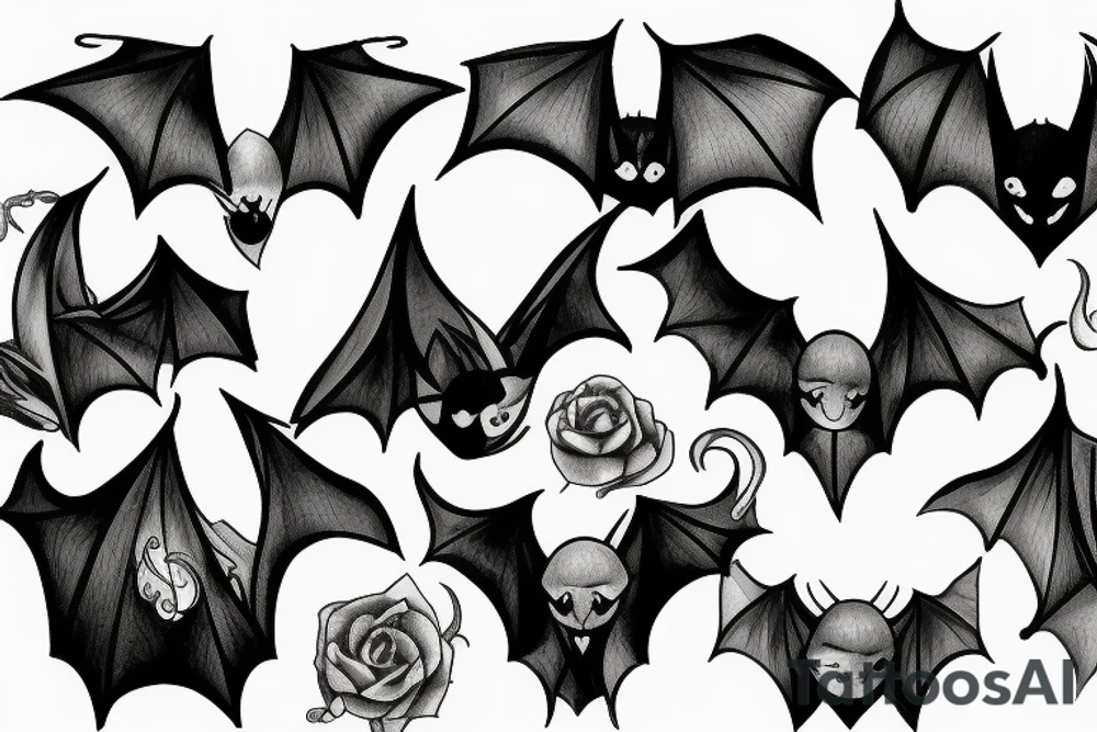 Bat, smoke, forest tattoo idea