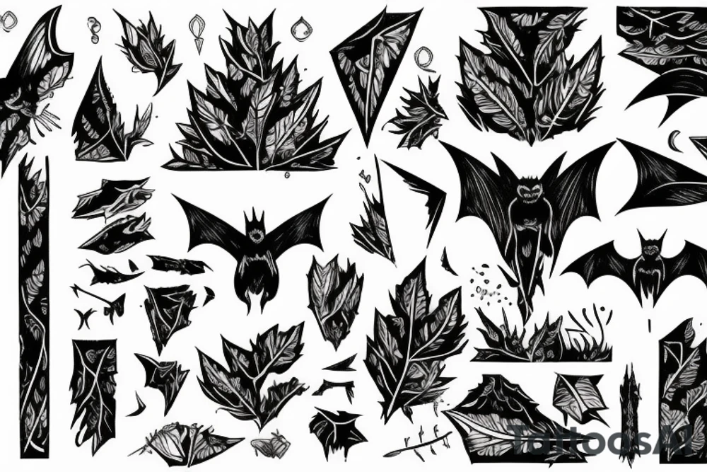 Bat, smoke, forest tattoo idea