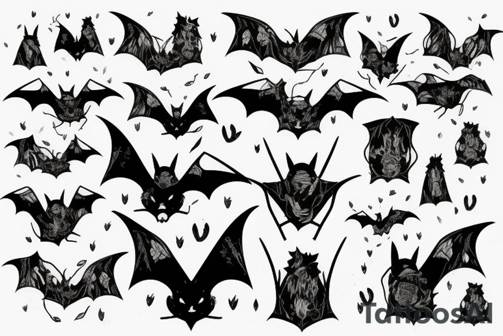 Bat, smoke, forest tattoo idea