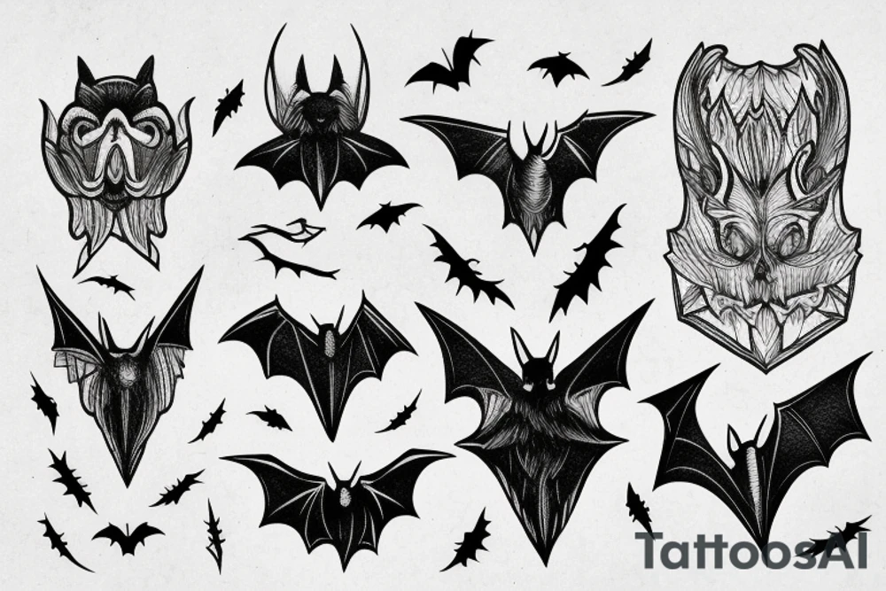 Bat, smoke, forest tattoo idea