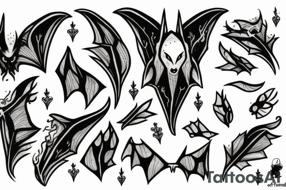 Bat, smoke, forest tattoo idea