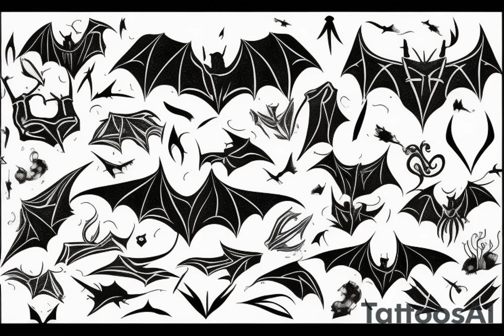 Bat, smoke, forest tattoo idea