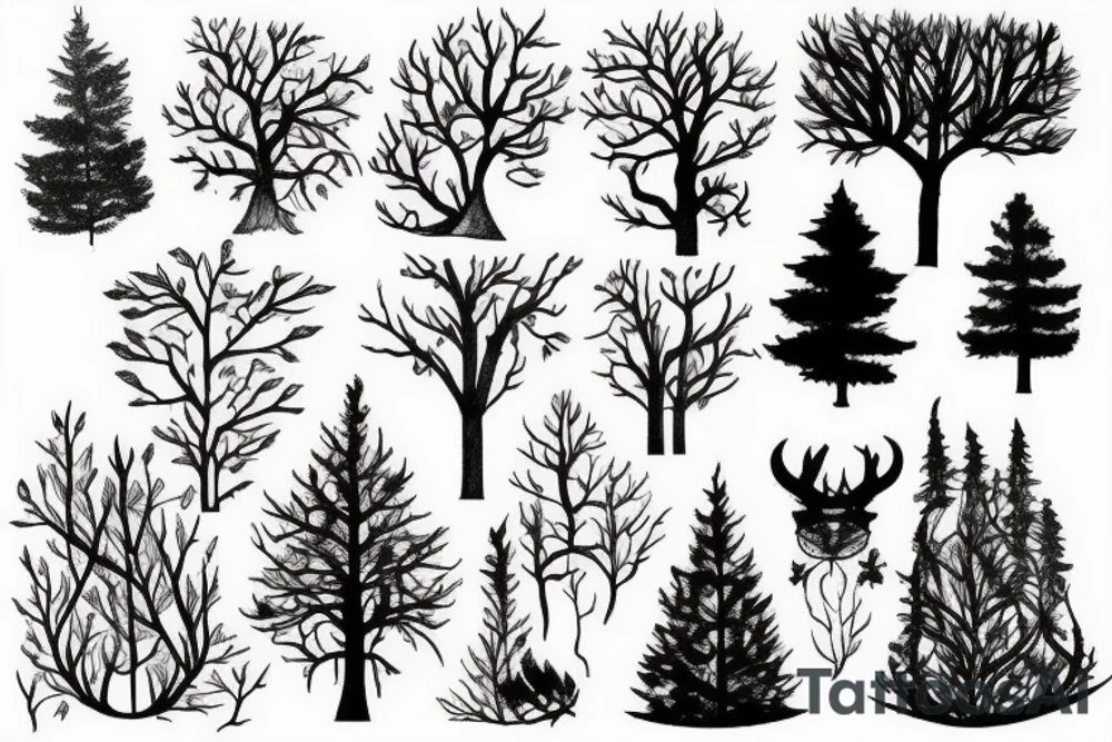 smoke, forest tattoo idea