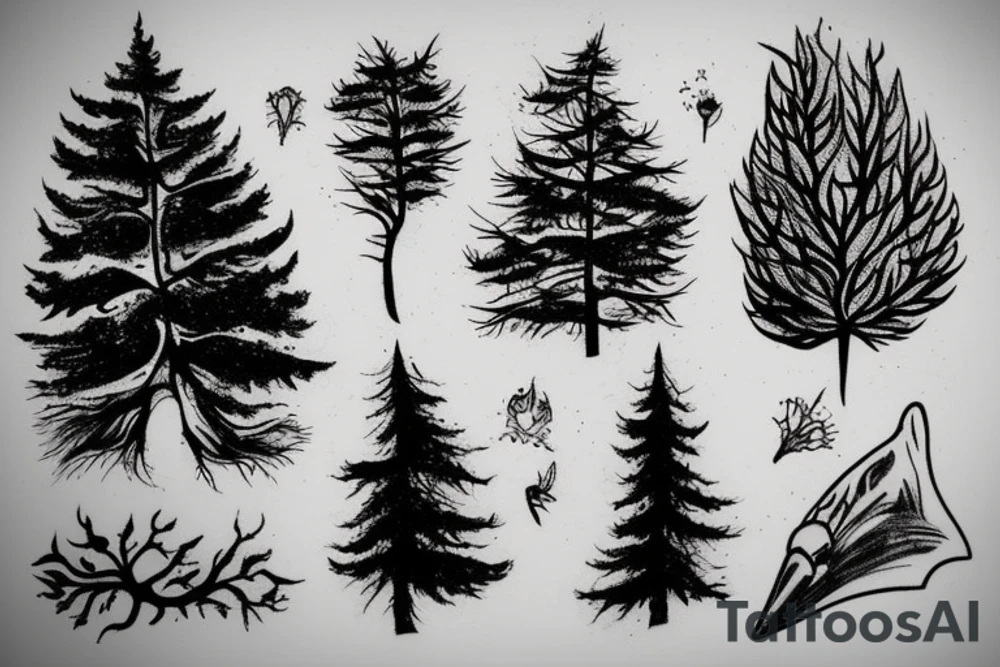 smoke, forest tattoo idea