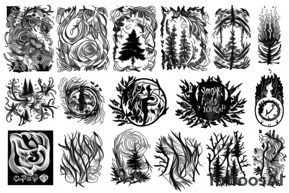 smoke, forest tattoo idea