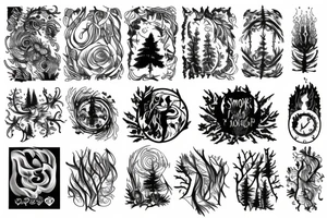 smoke, forest tattoo idea