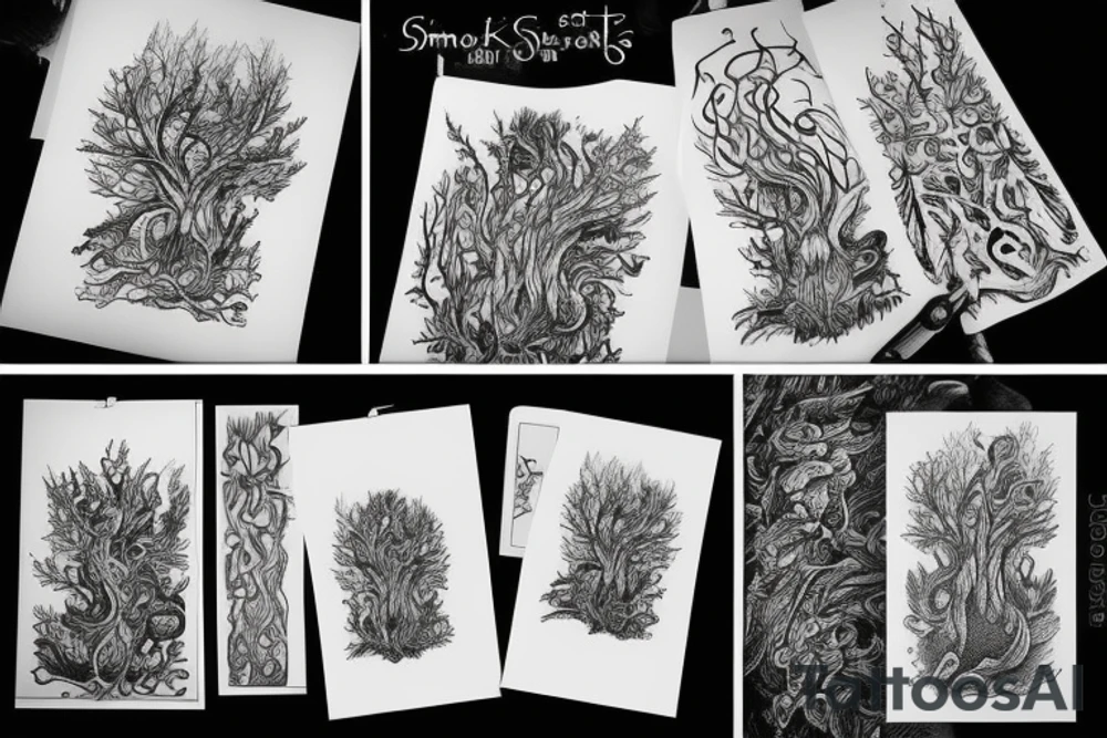 smoke, forest tattoo idea