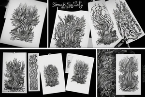 smoke, forest tattoo idea