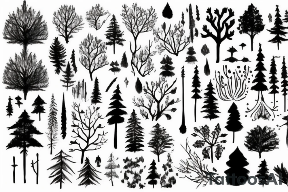 smoke, forest tattoo idea