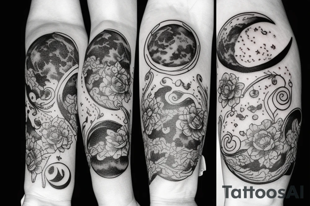 Moon, smoke tattoo idea