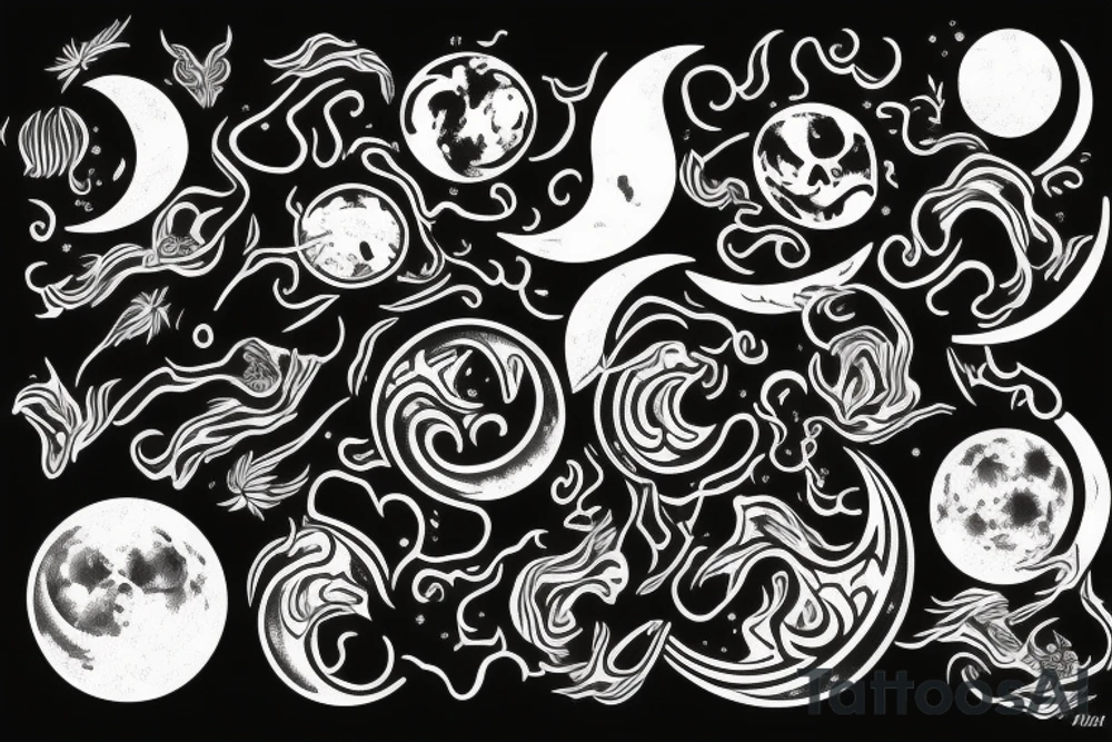 Moon, smoke tattoo idea